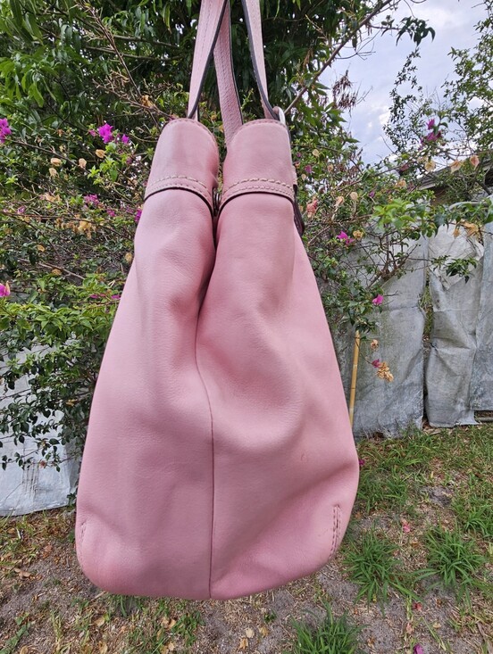Coach Soho Pleated Tote Bag F13733 Baby Pink Leather Y2K Shoulder